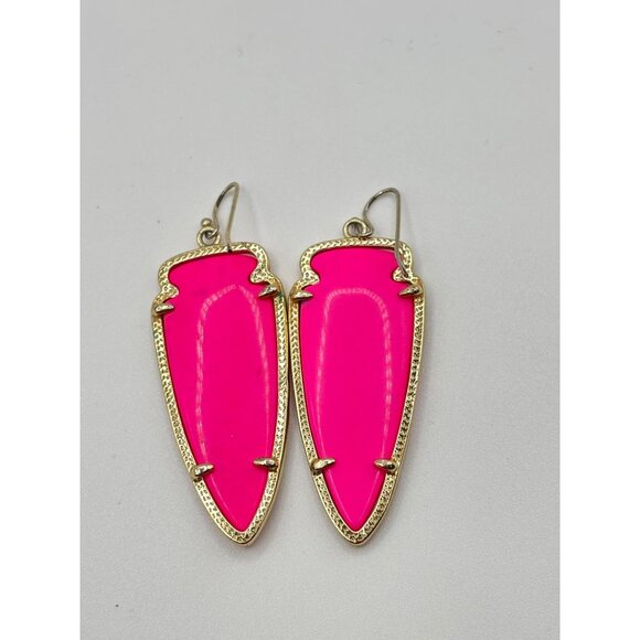 Kendra Scott Pink Drop Earrings Gold Plated Teardrop Shape - Picture 2 of 5